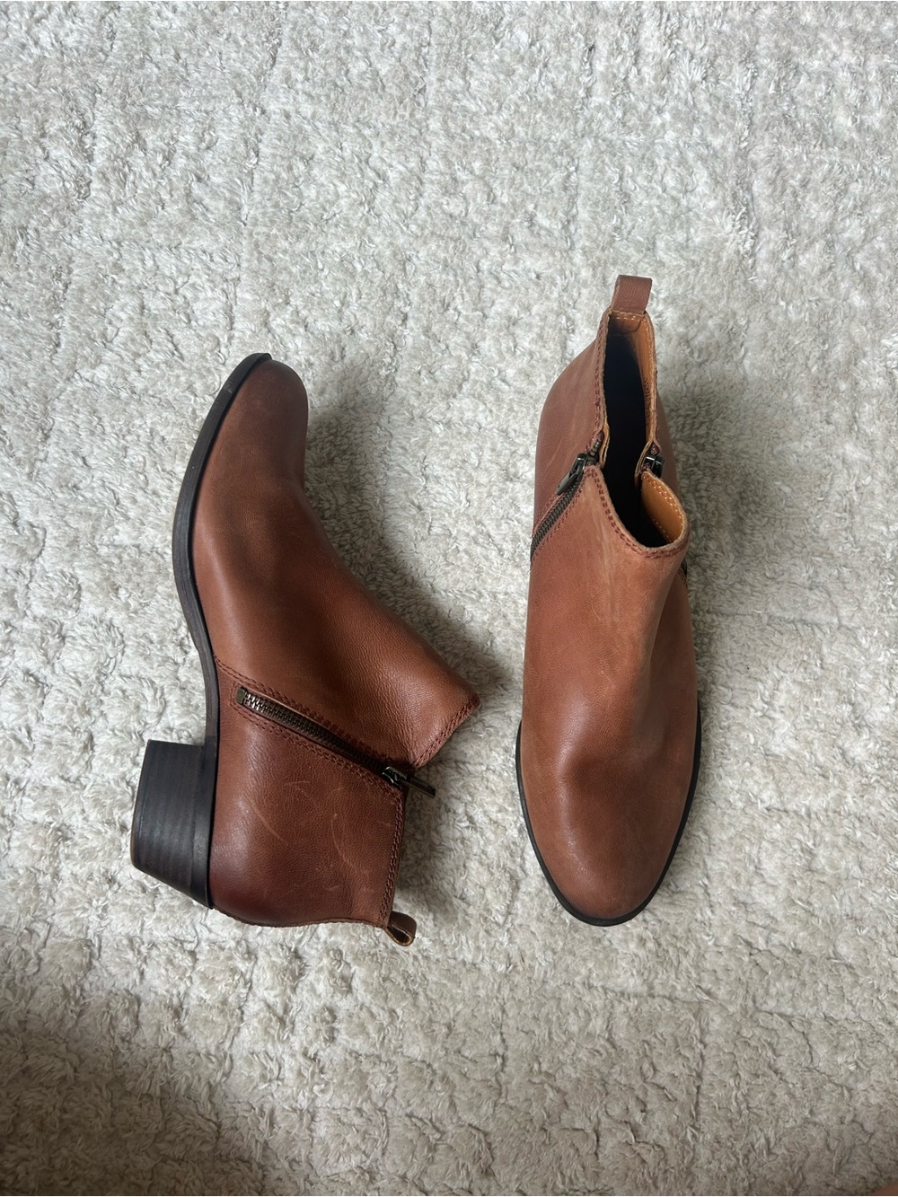 Lucky brand women’s Basel boots size 11 ankle bootie brown leather block heel